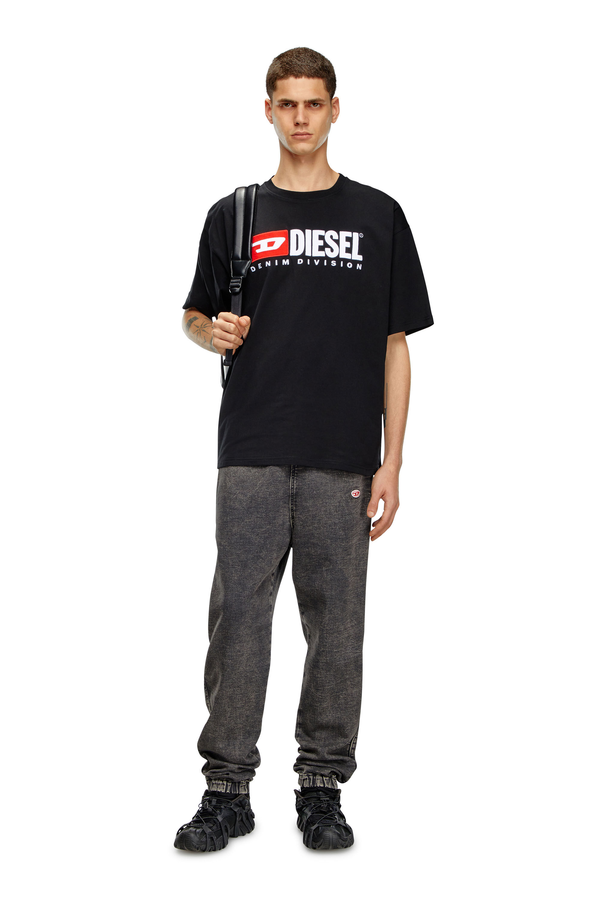 Diesel - T-BOXT-DIV, Man's T-shirt with Diesel patch logo in Black - 1